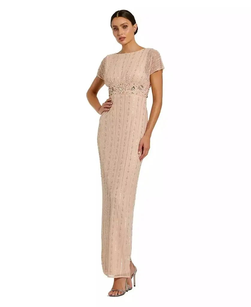 Mac Duggal Women’s Sleeveless Beaded Blouson Column Gown
