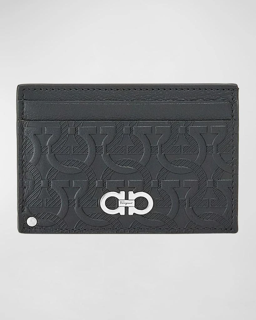Salvatore Ferragamo Men's Travel Gancini-Embossed Leather Swivel Card Case 1