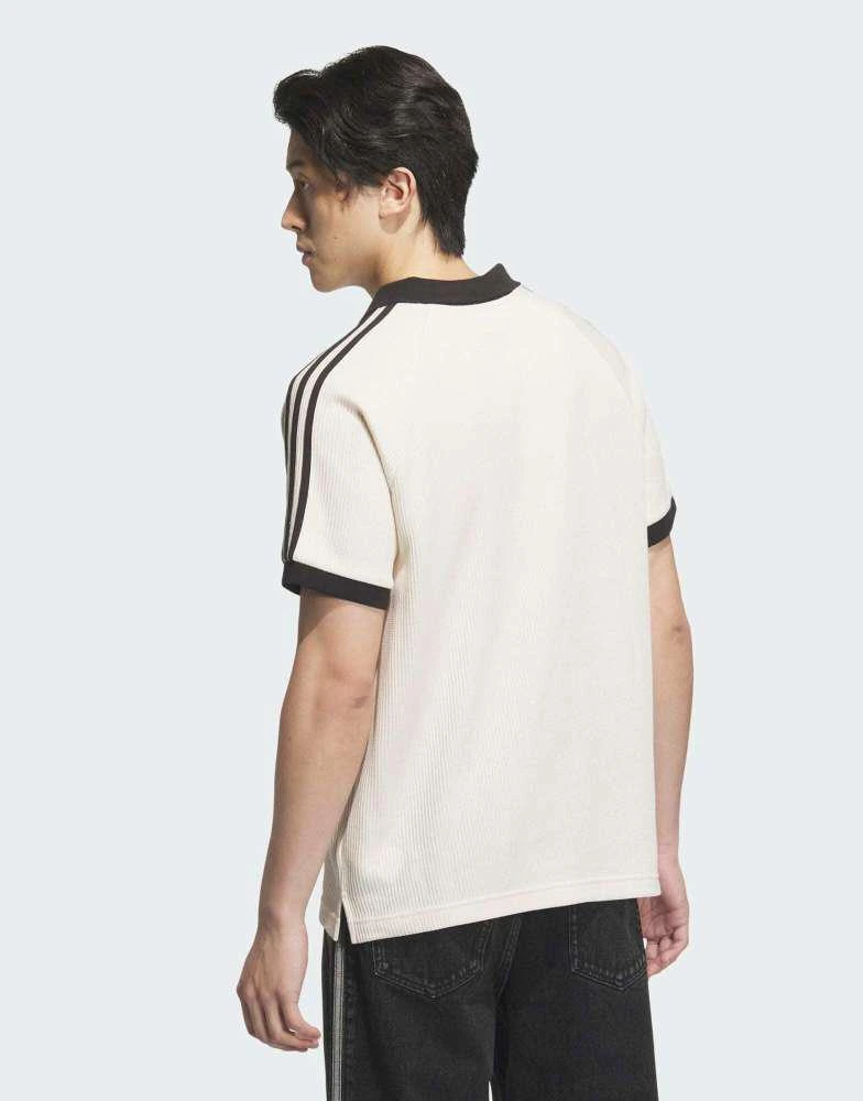 Adidas adidas Originals Waffle short sleeve polo shirt in wonder white 2