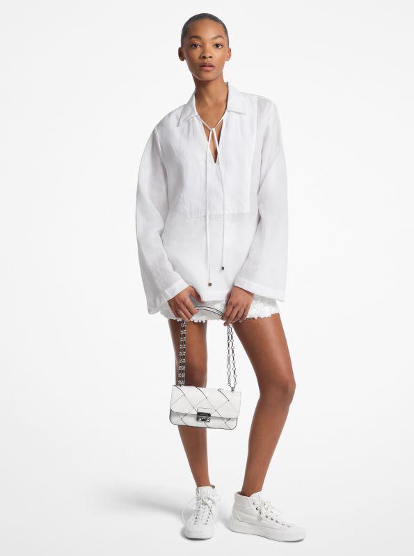 Michael Kors Ramie Collared Tunic Top