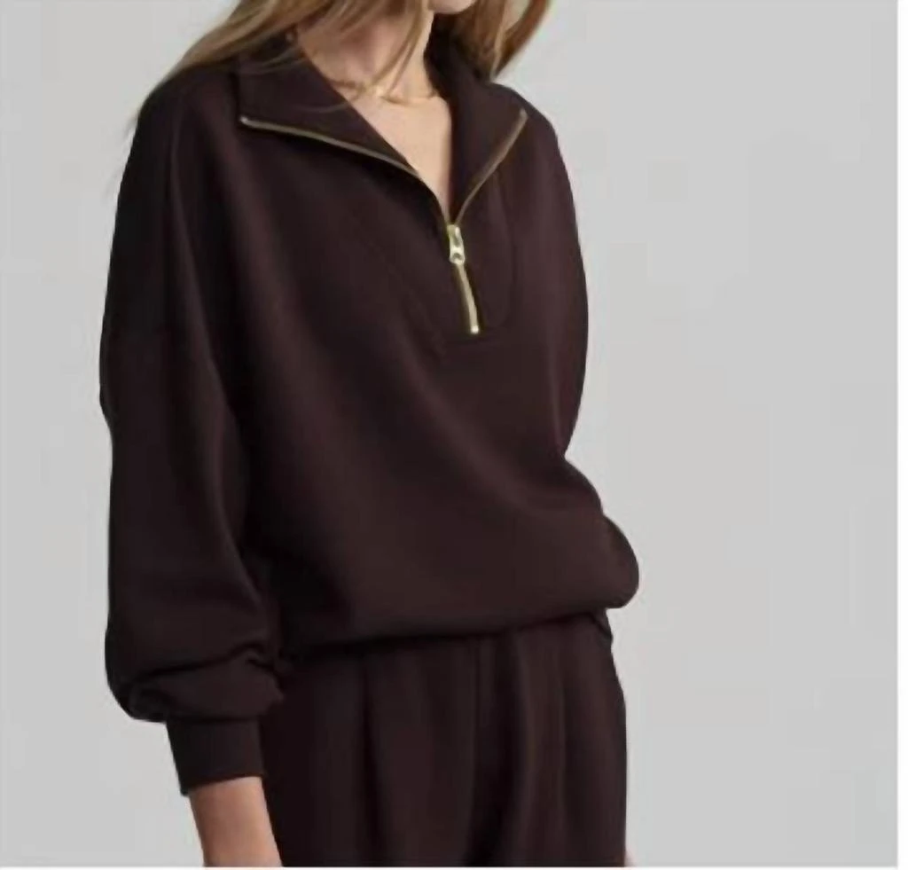 Varley Hawley Half Zip Sweat In Coffee Bean 1