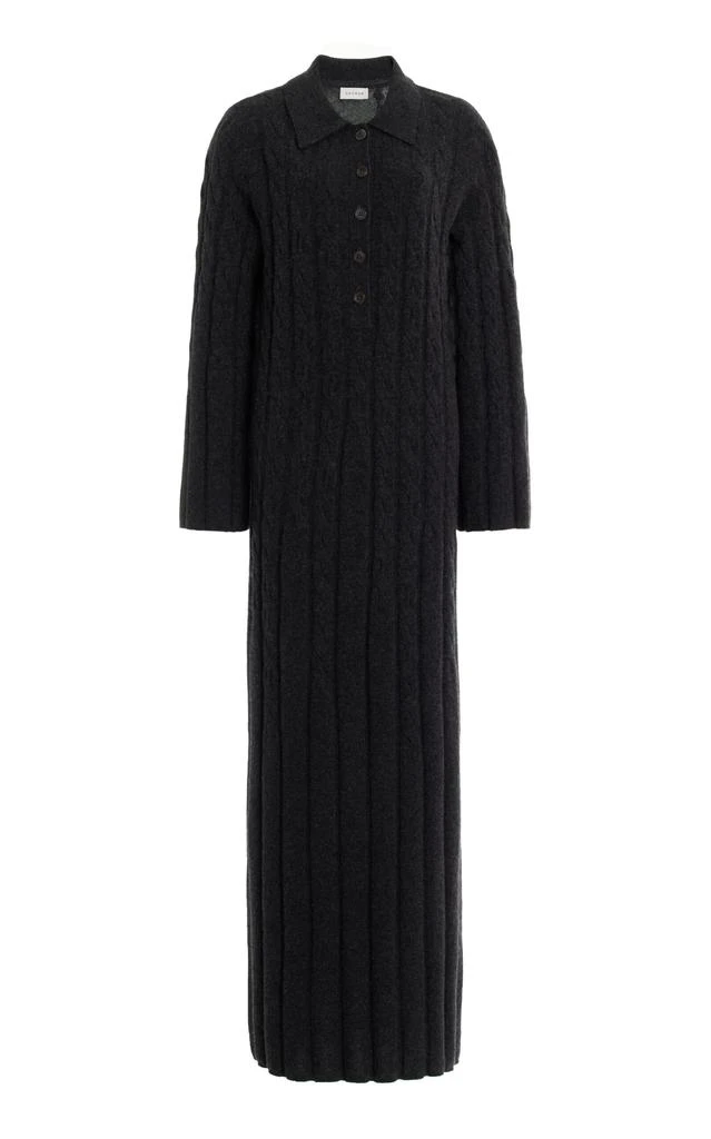 HOUSE OF DAGMAR House of Dagmar - Cable-Knit Wool-Cashmere Maxi Dress - Grey - XS - Moda Operandi 1