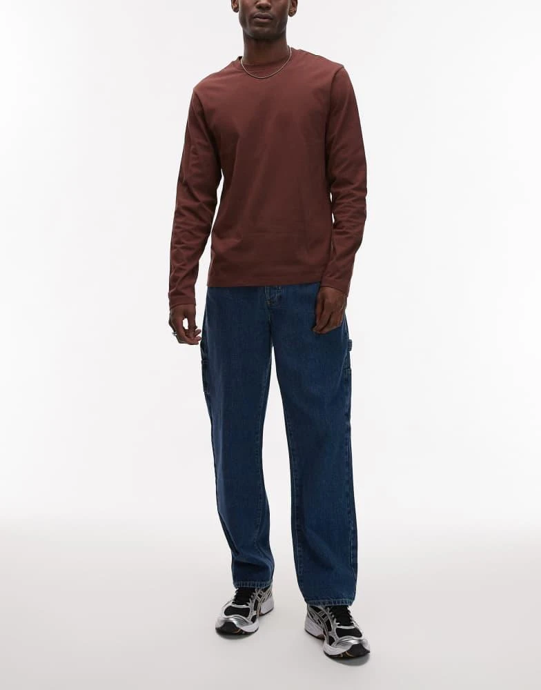 Topman Topman straight carpenter jeans in mid wash blue 1