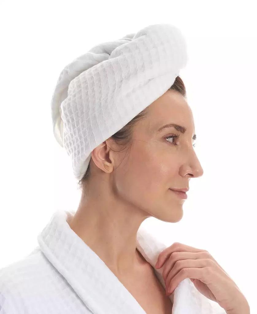 Uchino Waffle Twist Cotton Hair Towel, 10" x 26" 1