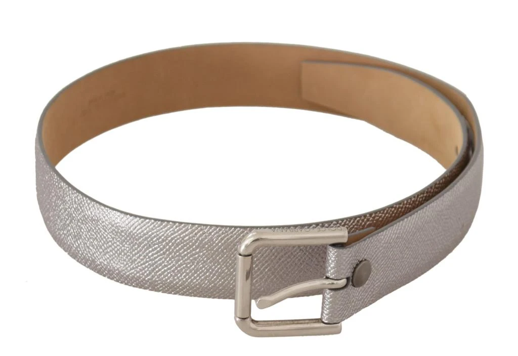 Shop Dolce & Gabbana Metallic Silver Leather Metal Waist  display picture 1