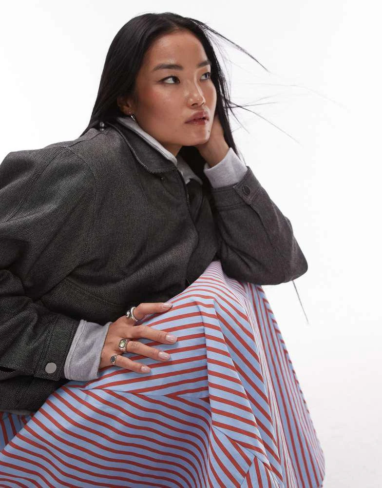 Topshop Topshop cutabout full skirt in red and blue stripe 5