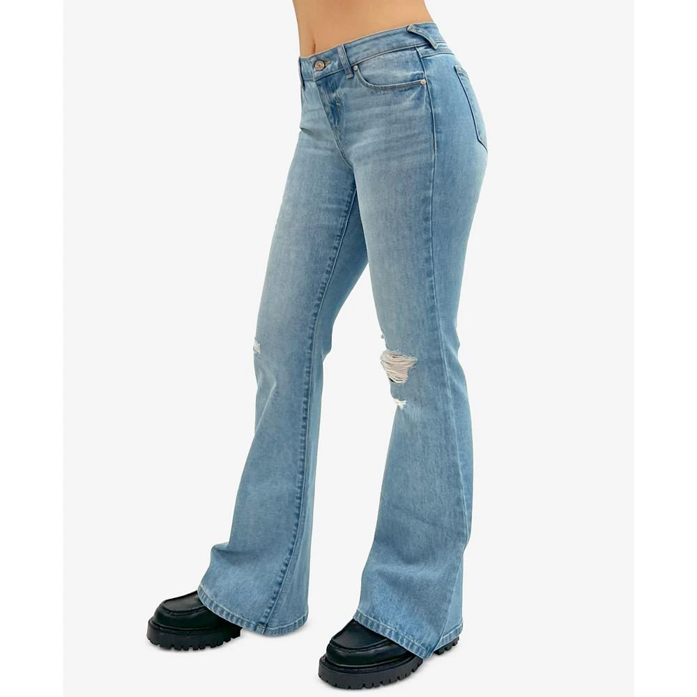 Rewash Women's Low-Rise Distressed Flare Jeans 3