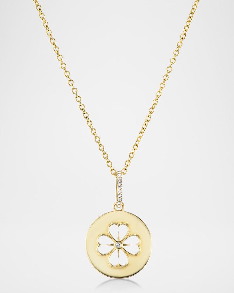 Sheryl Lowe 14K Yellow Gold Clover Charm Pendant Necklace