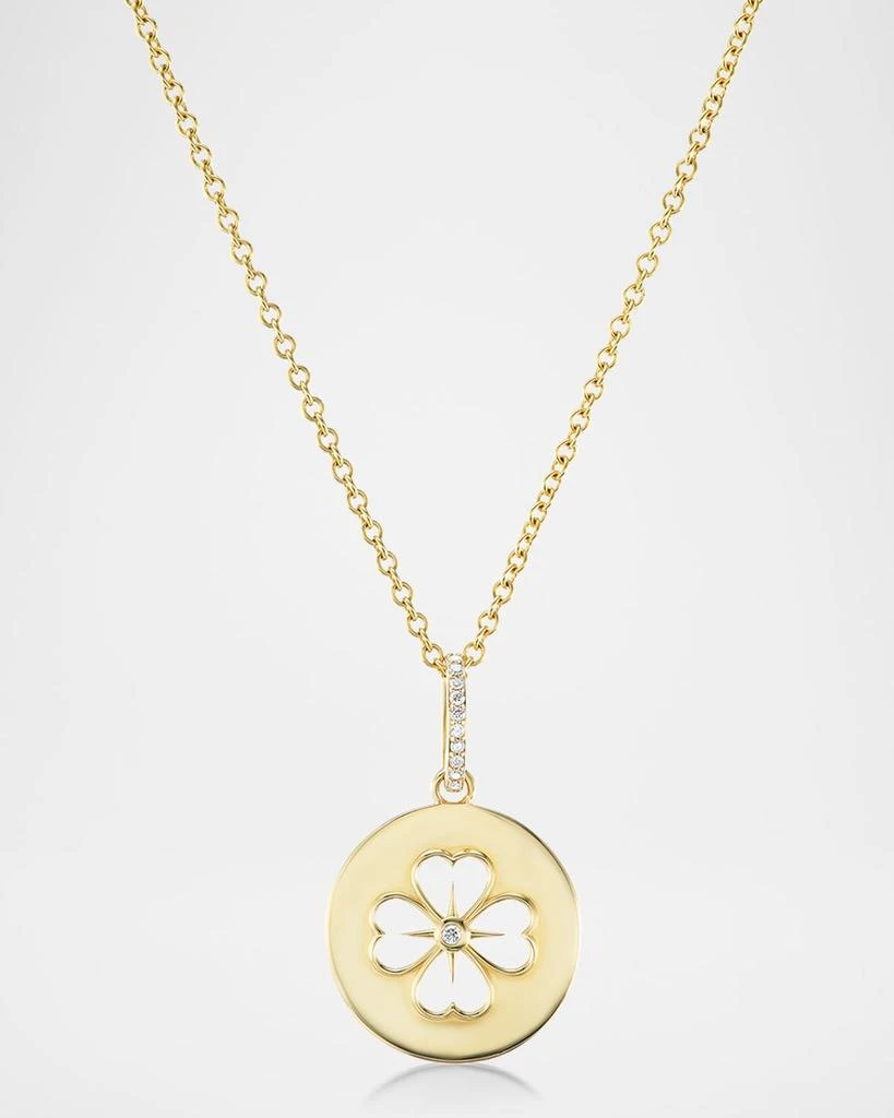 Sheryl Lowe 14K Yellow Gold Clover Charm Pendant Necklace 1