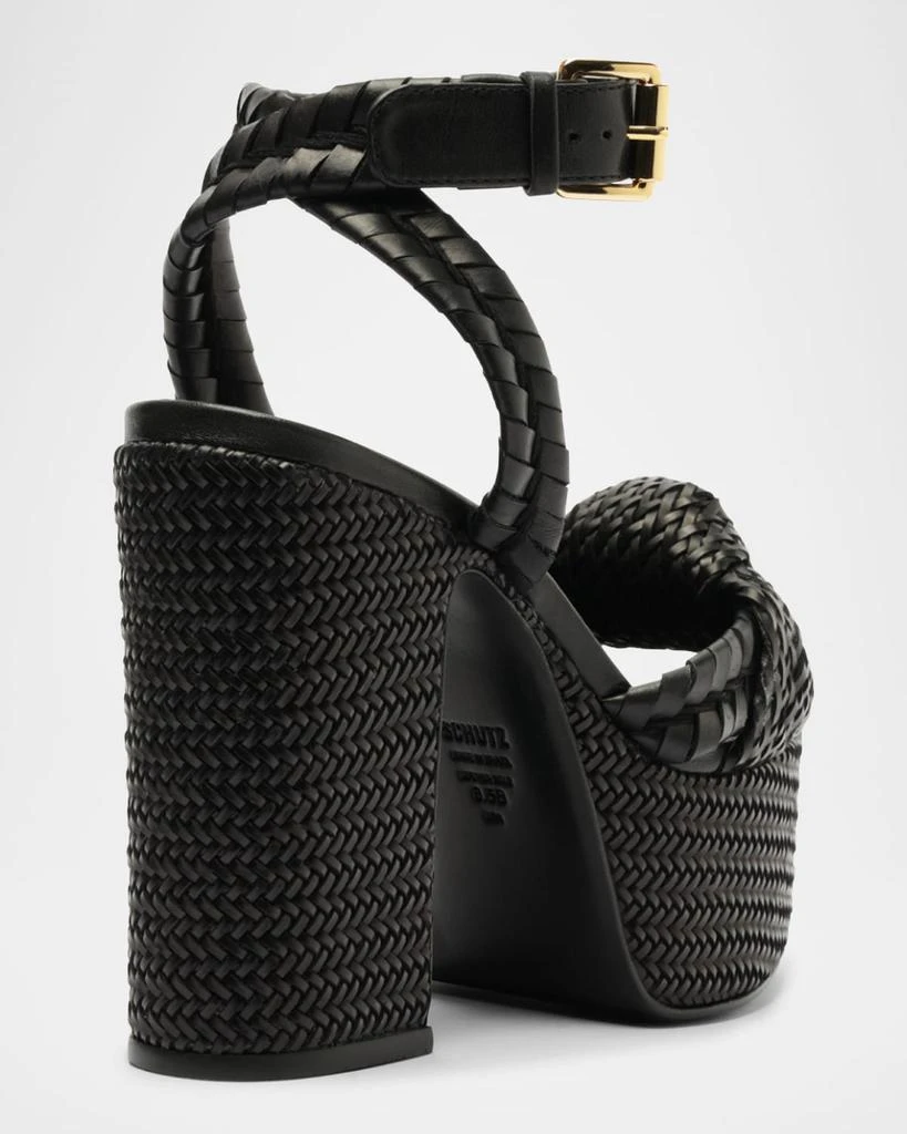 Schutz Khari Knotted Leather Ankle-Strap Platform Sandals 3