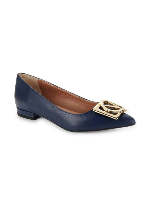 Mario Valentino Flora Logo Point Toe Leather Flats 2