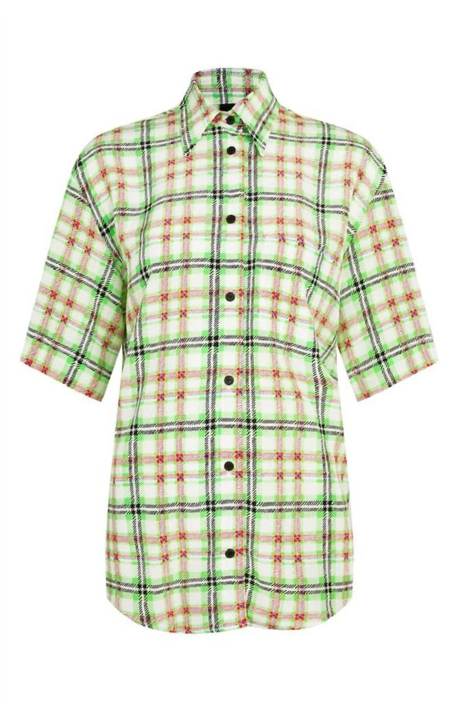 slim fit dress slacks Topshop Cap Sleeve Ruched Dress Green Check main image 1