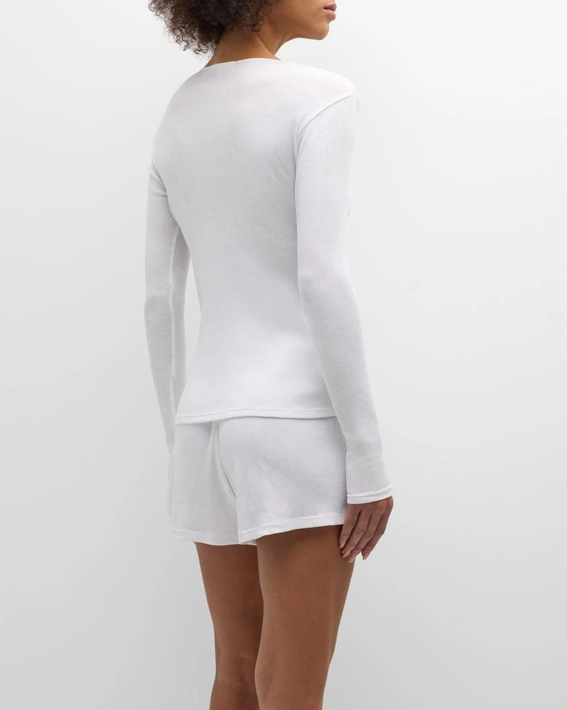 Skin Ribbed Long-Sleeve Pima Cotton Pajama Set 5