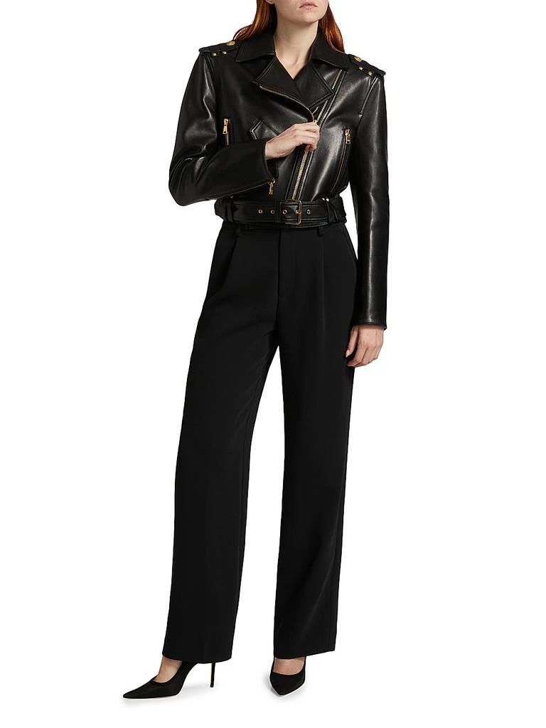 Balmain Crop Leather Biker Jacket 2