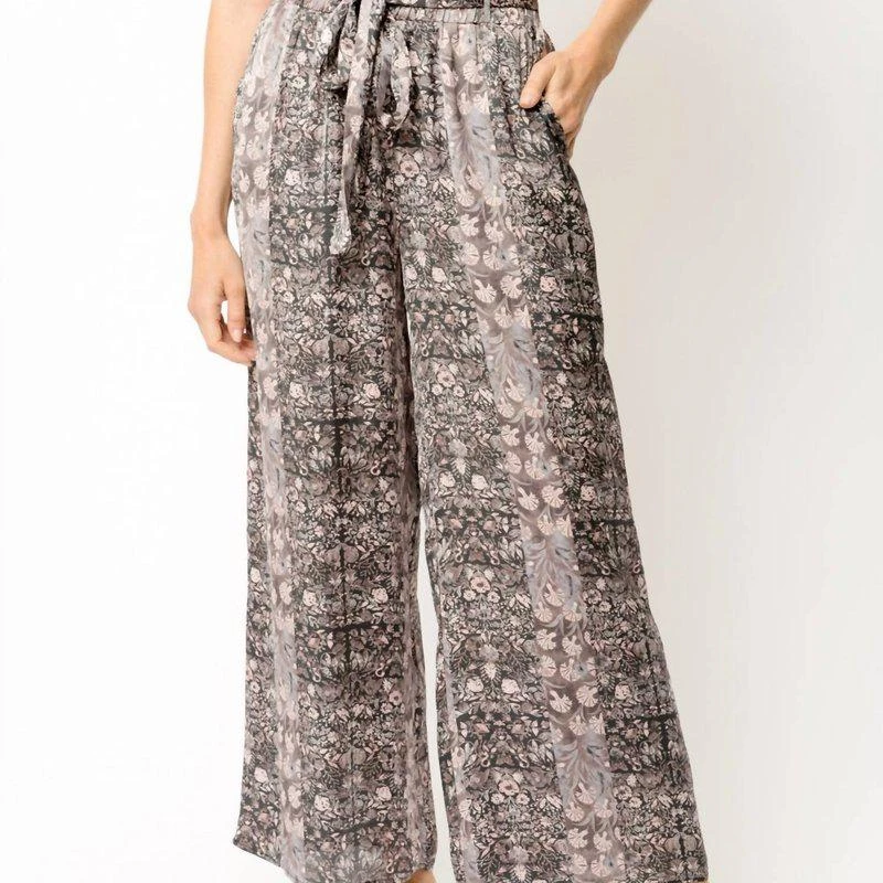 mystree Floral Print Satin Wide Leg Pants 1