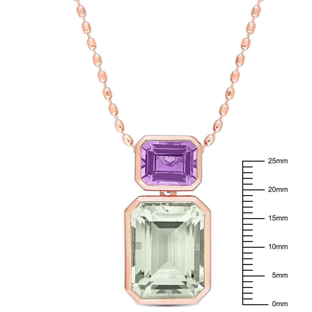 Mimi & Max Womens 20 1/8ct TGW Octagon Green Quartz and Rose de France Necklace in Rose Plated Sterling Silver 3