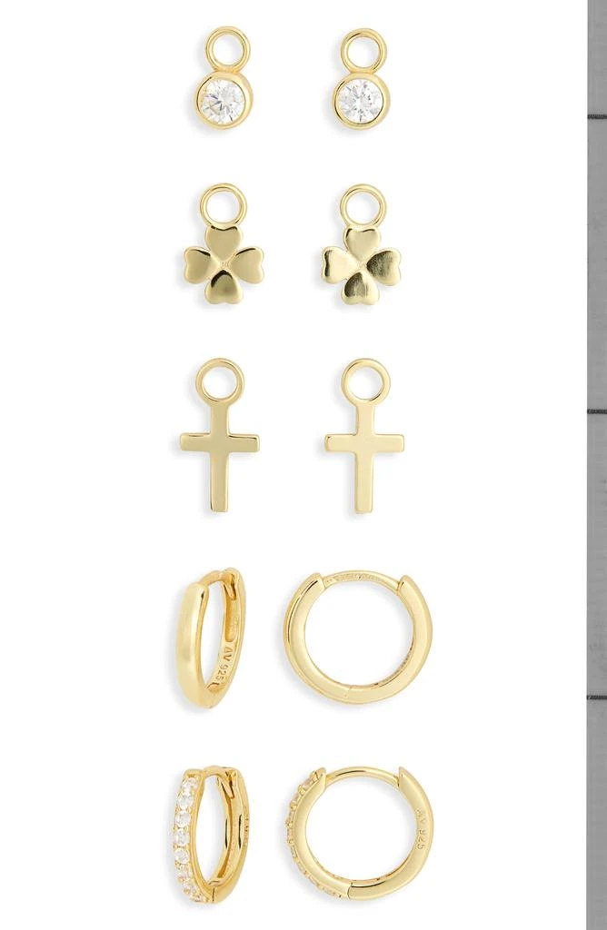 Argento Vivo Sterling Silver Mixed CZ Charms 
2-Pack Huggie Hoop Earrings 2