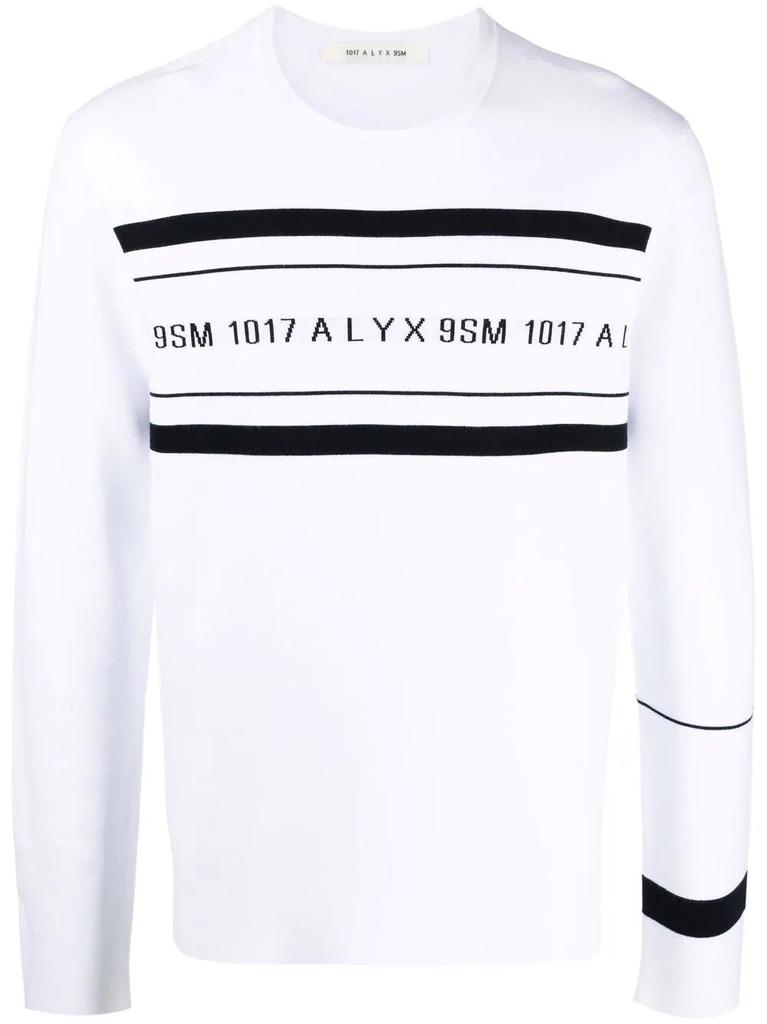 NA White logo-print crew neck sweatshirt