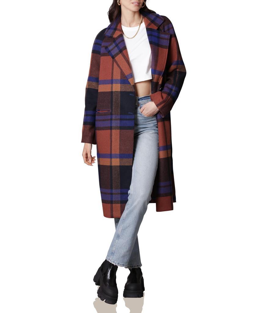 Avec Les Filles Double-Face Plaid Raglan Coat