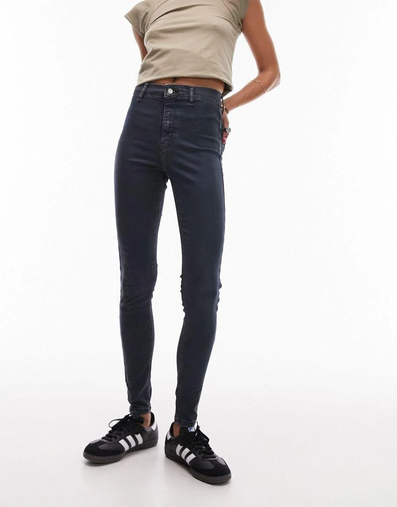 Topshop Topshop high rise Joni jeans in blue black 4