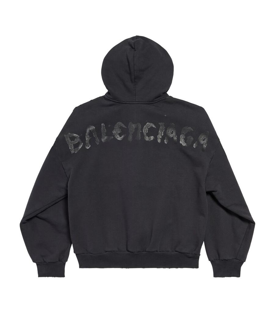BALENCIAGA ロゴパーカー フルジップ ブラック 美品 Balenciaga ロゴジップアップ パーカー | ブラック | FARFETCH JP