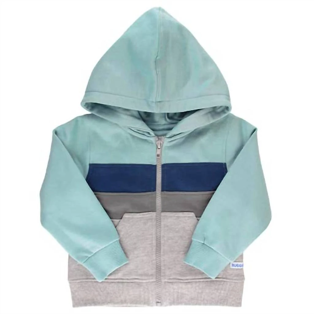 RuffleButts Boy
s Antique Color Block Hoodie In Blue 2