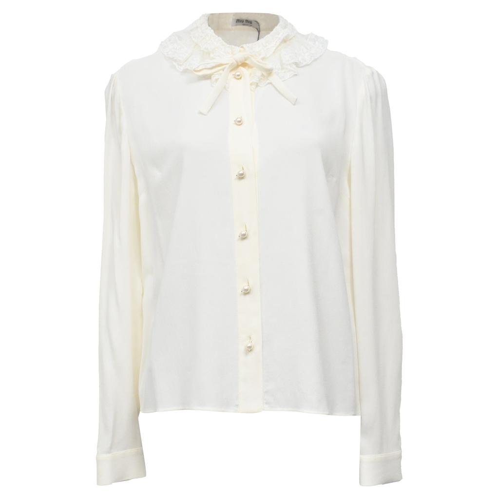 Miu Miu Miu Miu Logo-Embroidered Mini Shirt Dress - Shirts