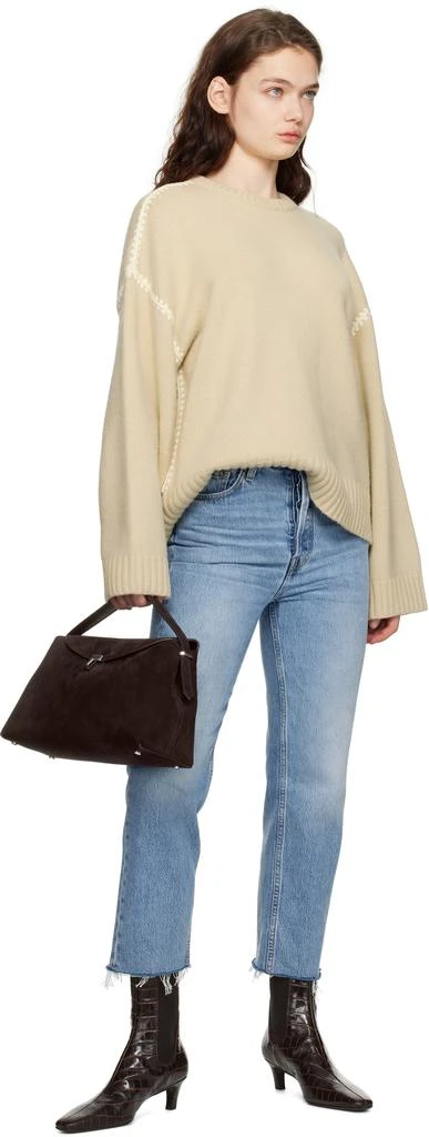 Totême Beige Embroidered Wool Cashmere Knit Sweater 4