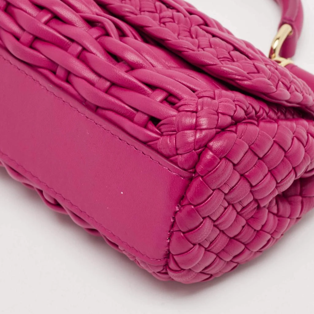 Dolce & Gabbana Dolce & Gabbana Fuchsia Leather Small Woven Sicily East West Top Handle Bag 10