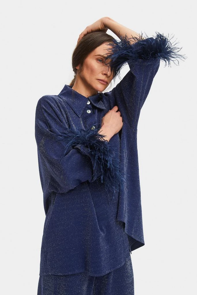 Sleeper Cosmos Oversized Lurex Pajamas Set in Navy 4