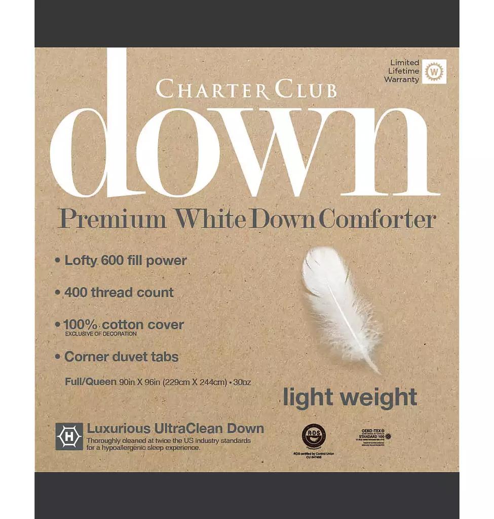 Charter club heavy weight store down comforter queen