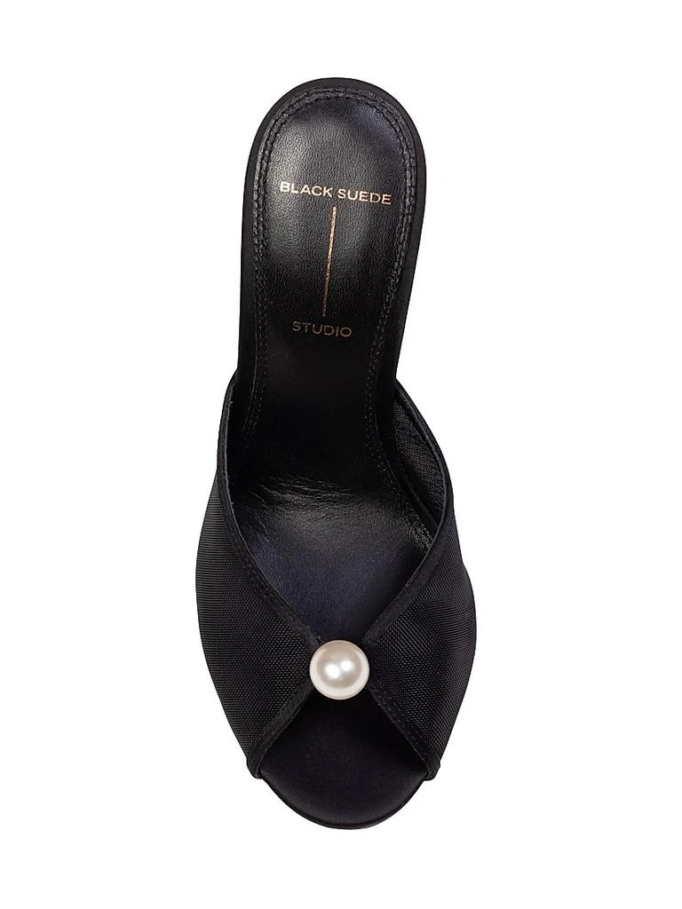 Black Suede Studio Sadie 100MM Satin Sandals 6
