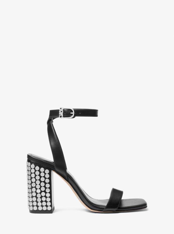Michael Kors Merriam Studded Leather Block Heel Sandal