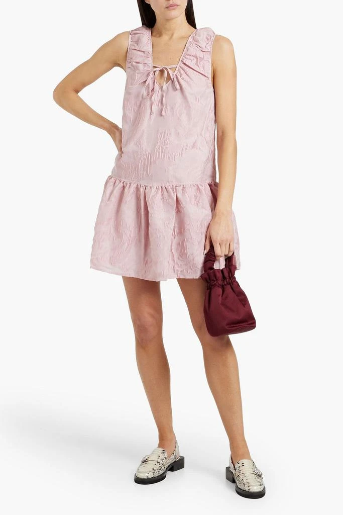 Ganni Gathered cloqué mini dress 2