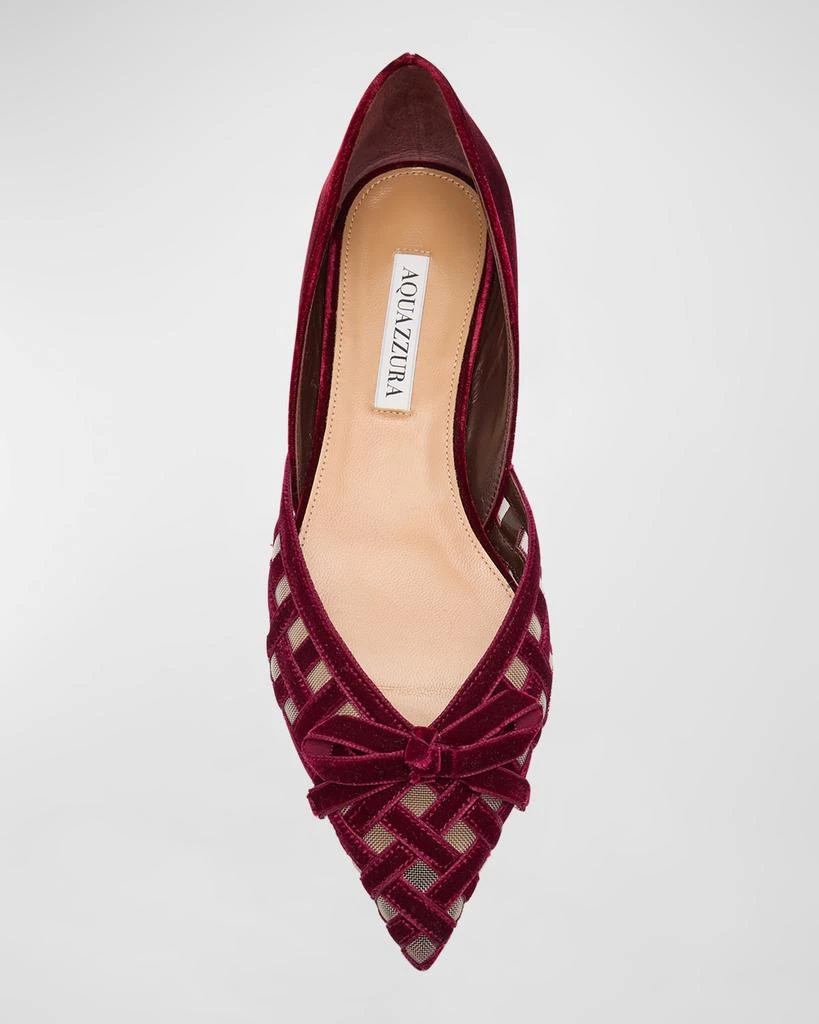 Aquazzura Romance Velvet Bow Ballerina Flats 4
