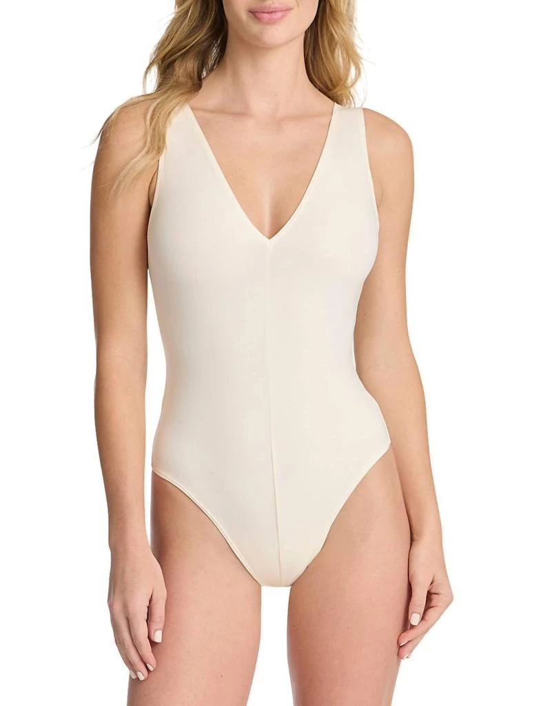 Commando Butter Luxe Deep V Bodysuit In Ivory 1