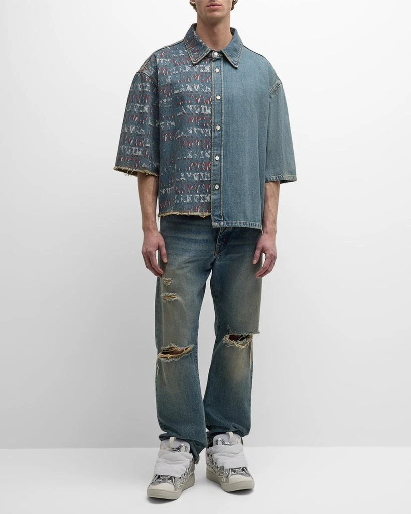 Lanvin Men's Asymmetric Denim Button-Down Shirt 2