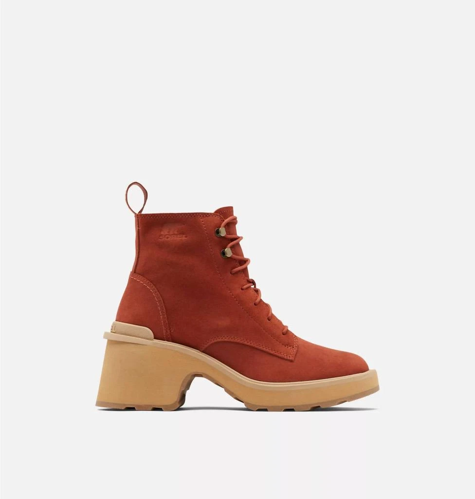 SOREL Women's Hi-Line Heel Lace Boot In Warp Red Tawny Buff 2