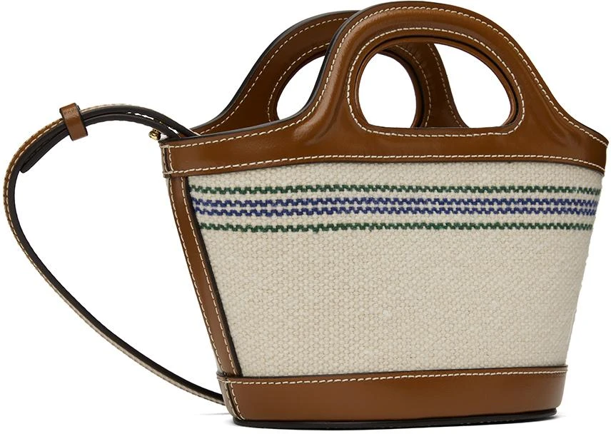 Marni Brown & Beige Tropicalia Micro Leather Striped Tote 3