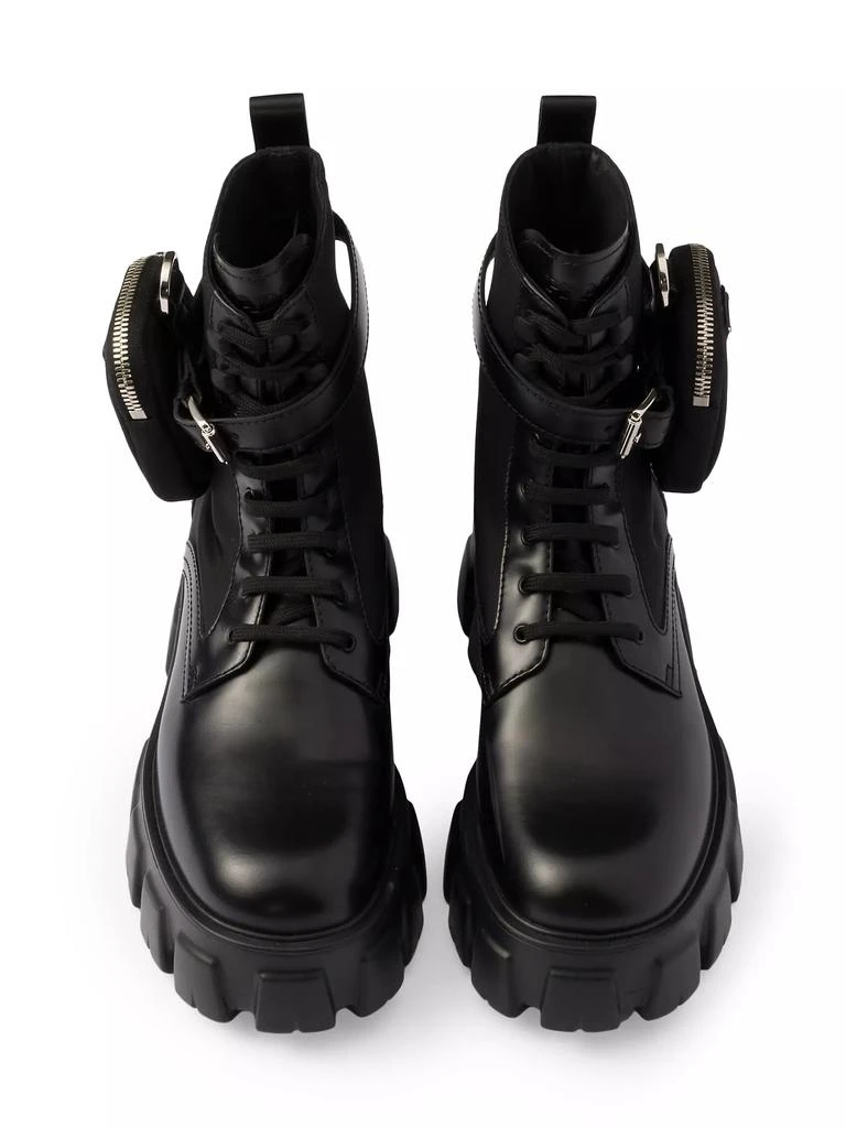 Prada Monolith Leather and Re-Nylon Combat Boots 3
