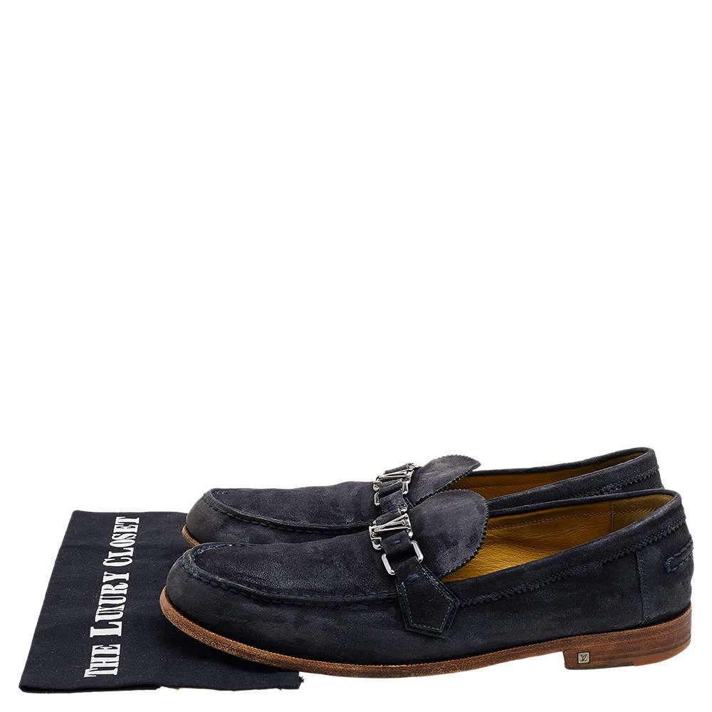 Louis Vuitton Louis Vuitton Blue Suede Major Slip On Loafers Size 45 8