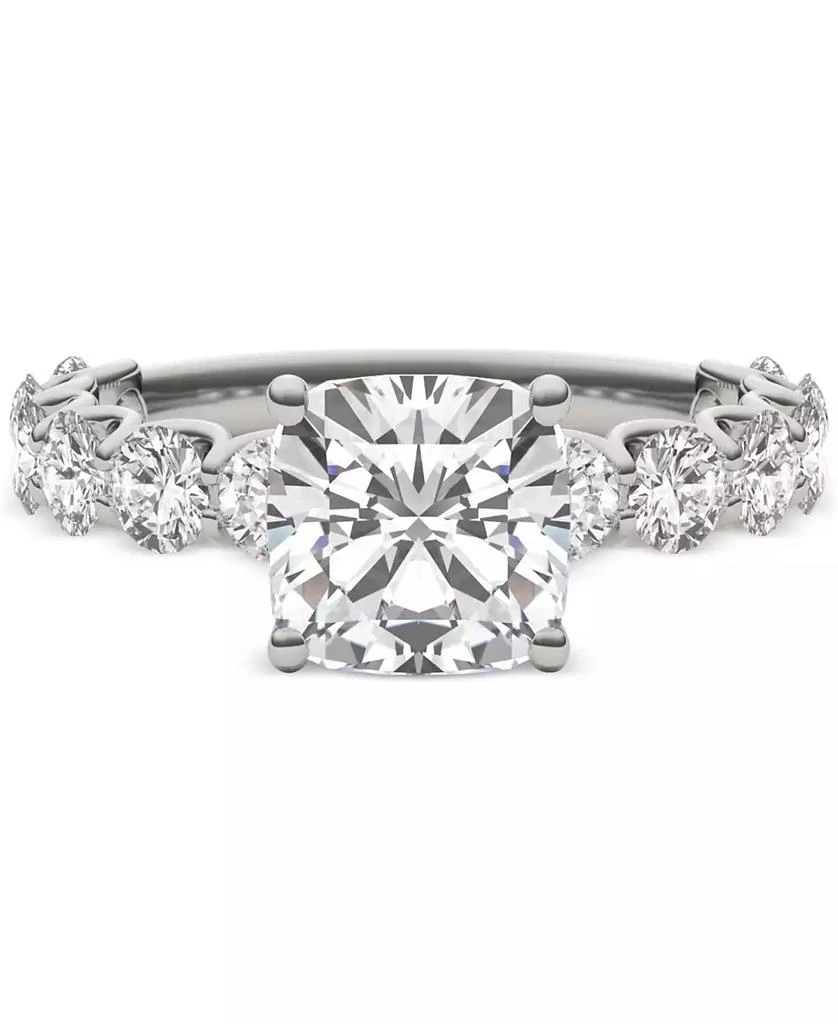 Charles 
Colvard Moissanite Cushion 
Round Engagement Ring (3-1/2 ct. t.w. Diamond Equivalent) in 14k White Gold 3