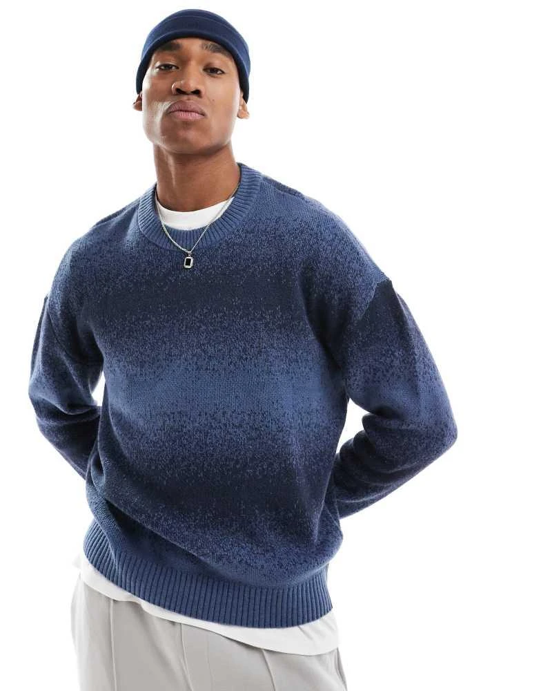 HOLLISTER Hollister knitted boxy jumper in navy ombre 2