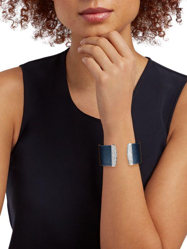 ALOR Essential Cuffs Blue Tone & Stainless Steel Cable Bracelet