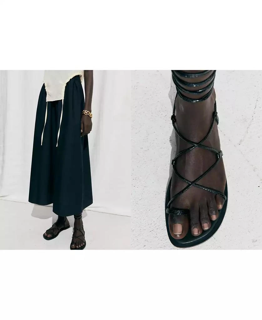 Mango Women's Metallic Snake Sandals 12