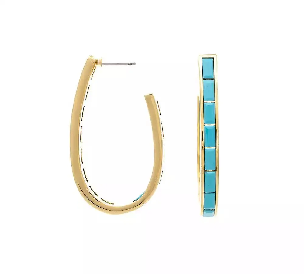 Rivka Friedman 18K Gold Plated Elongated Hoop Earrings