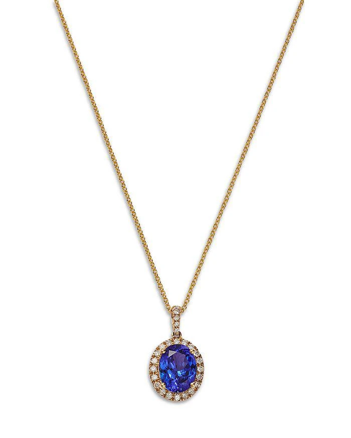 Bloomingdale
s Fine Collection Tanzanite
Diamond Oval Halo Pendant Necklace in 14K Yellow Gold, 18"