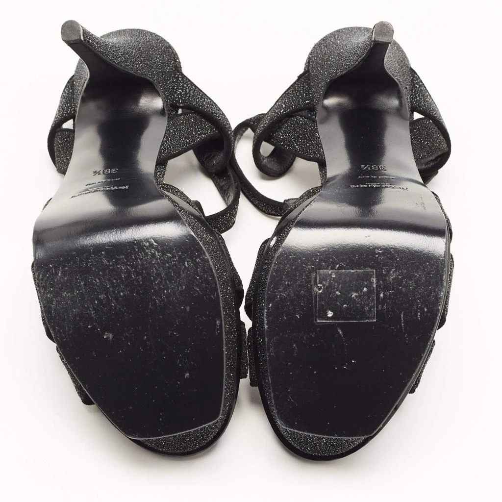 Yves Saint Laurent Saint Laurent Black Textured Suede Tribute Sandals Size 38.5 6