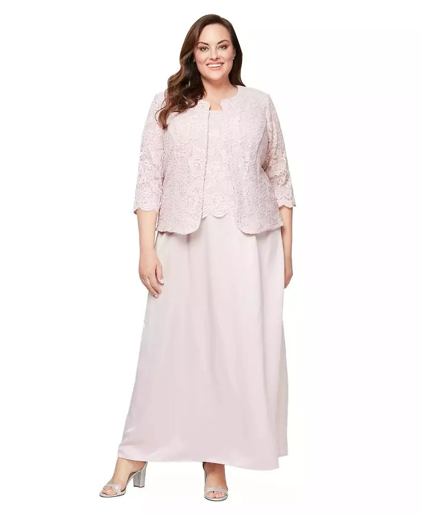alex evenings plus size dress and jacket Alex Evenings Chiffon Tiered Tank Jacket Dress 8492001 main image 0