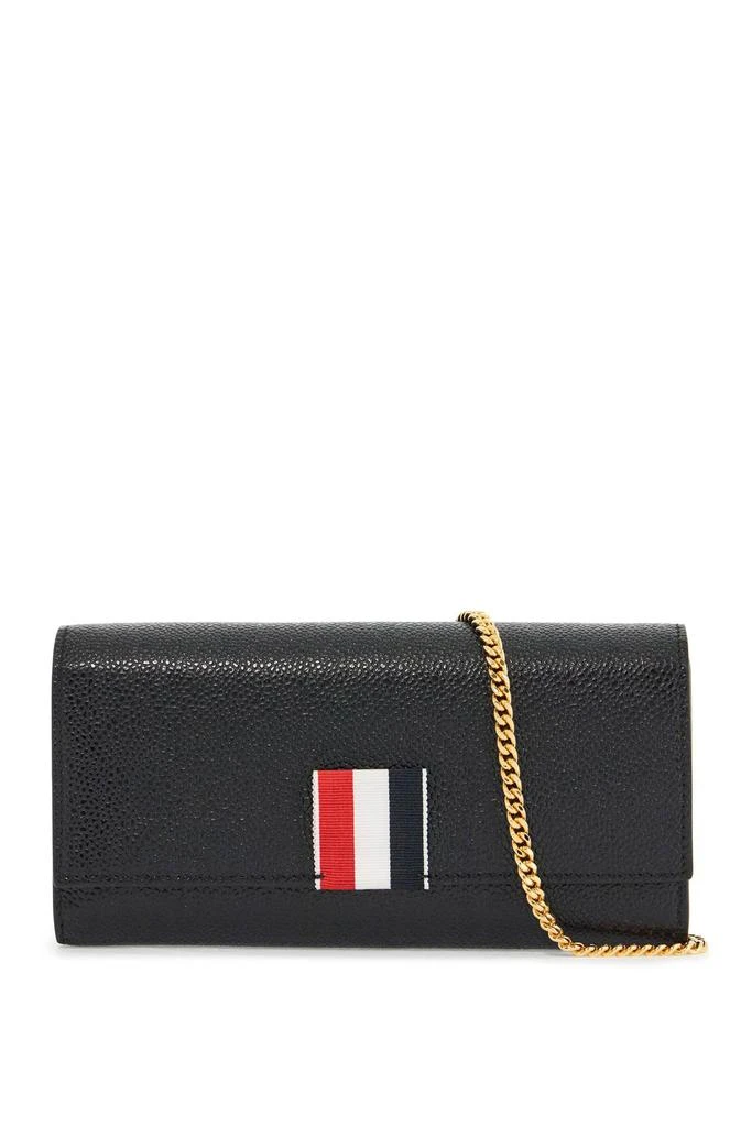 Thom Browne black calfskin chain wallet with rwb detail 1